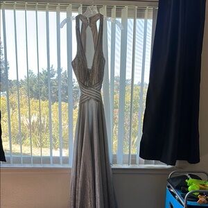 Camille La Vie Silver Beaded Gown